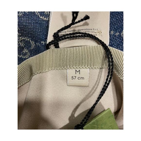 Gucci Eco Washed Denim Wide Brim Monogram GG Logo Hat Medium - Picture 12 of 13